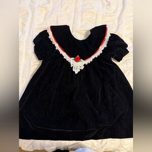 Jo Lene Vintage Elegant Kids Velvet Dress with Red and White Accents